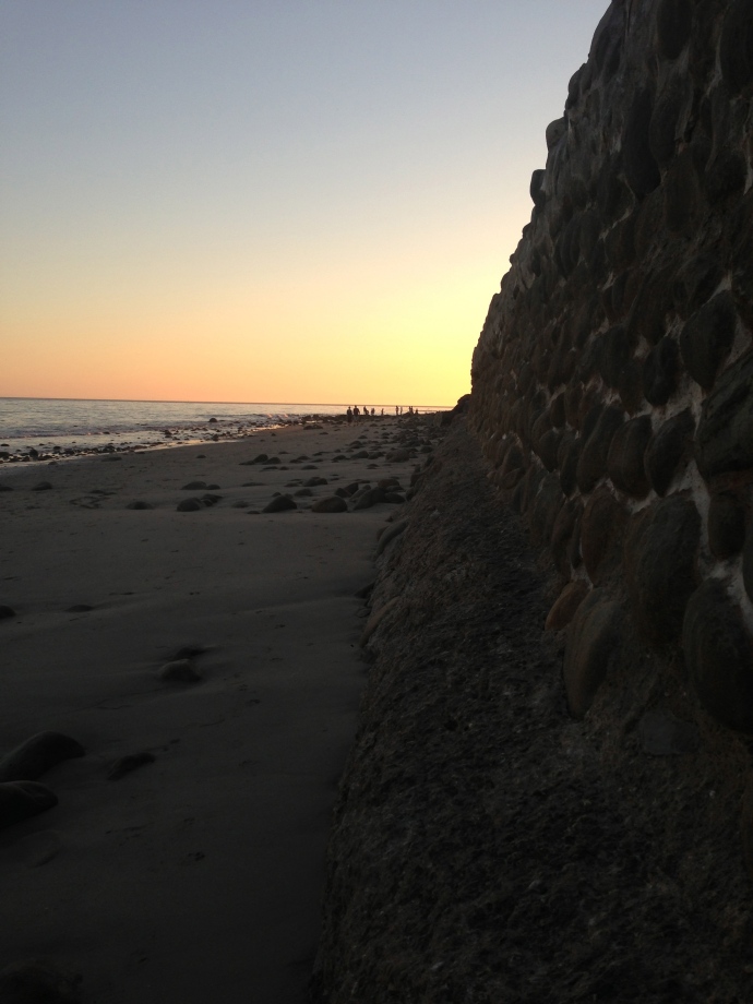 Sunset, sea wall, Miramar Beach