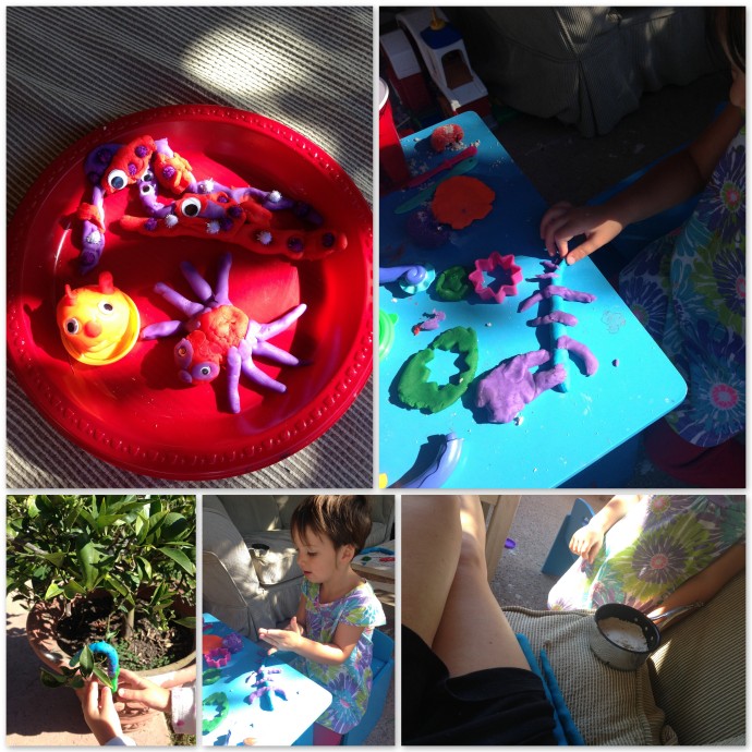 Playdough creatures with Miss 3
