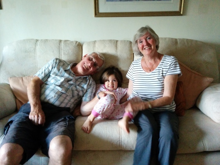 My dear folks with their youngest granddaughter, Alice