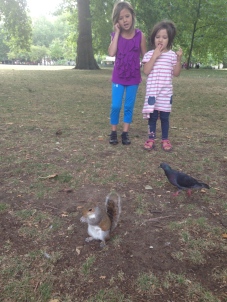 Sophie & Alice meet a friendly squirrel